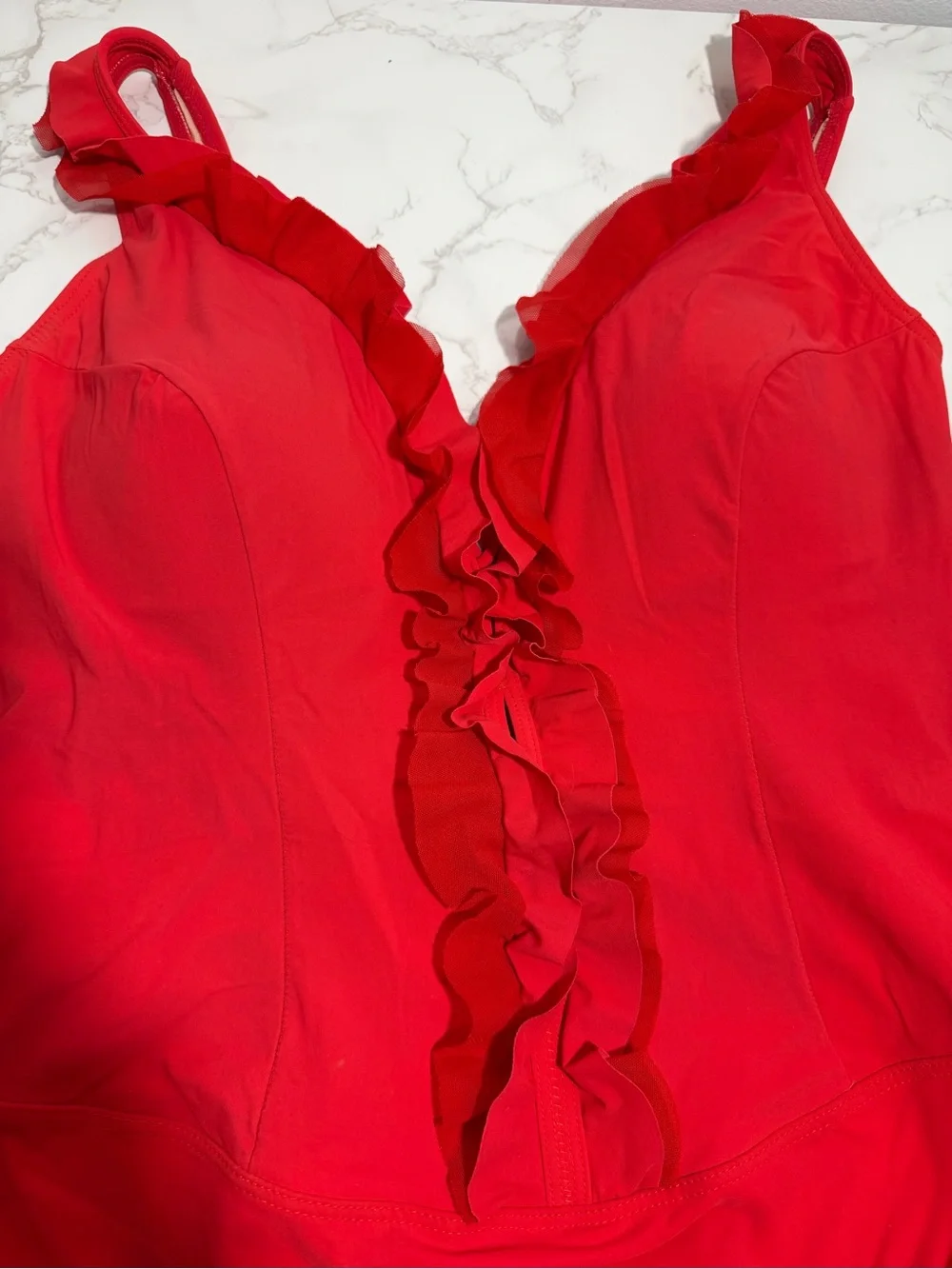 Profile by Gottex Ruffled One-Piece Swimsuit in Vibrant Red -- 14